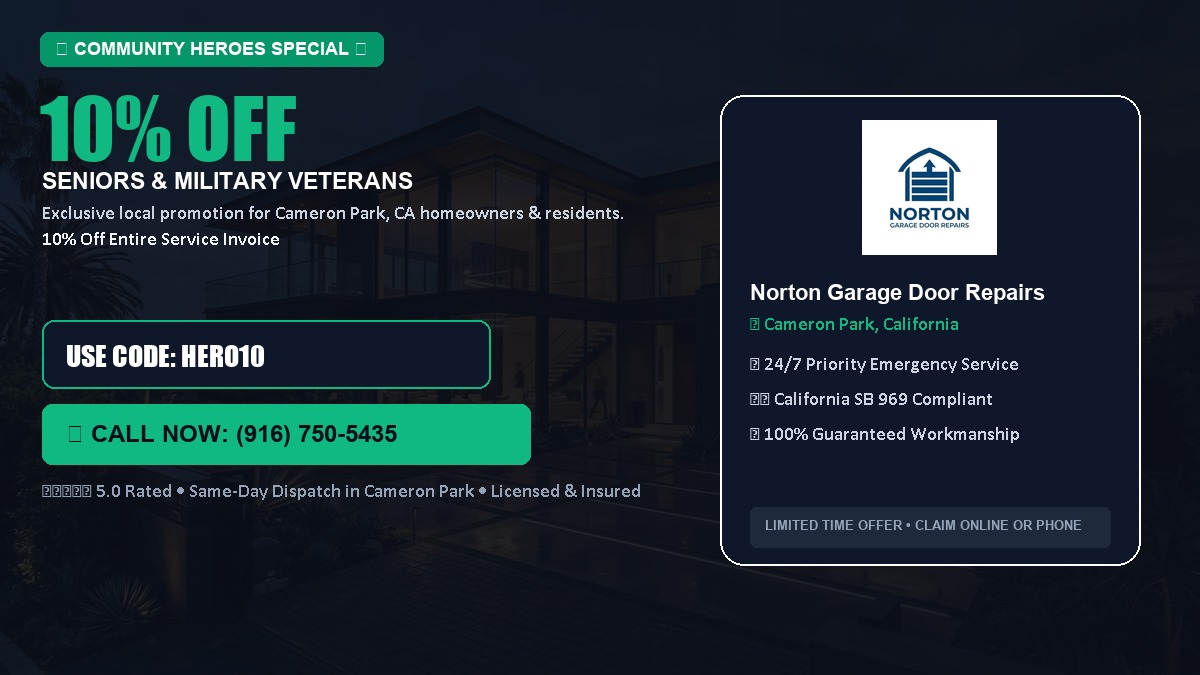 10% OFF Senior Citizens (65+) & Military / Veteran Community Discount in Cameron Park, CA